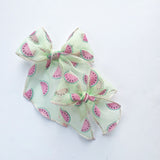 Mint Watermelon Flocked Elle Bow