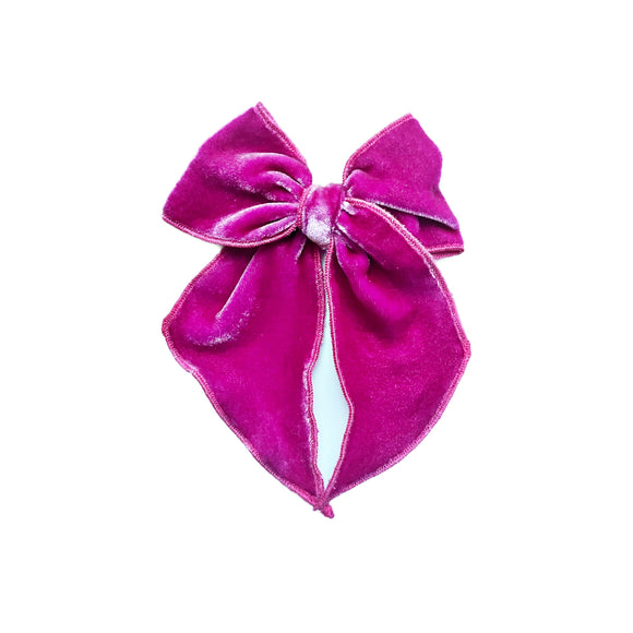 Hot Pink Hand Dyed Velvet Elle Bow