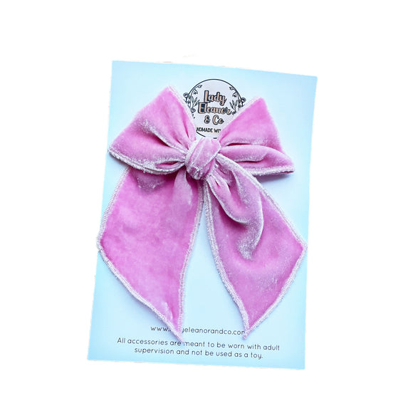 Bubblegum Hand Dyed Velvet Elle Bow