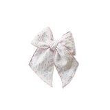 Vintage White Textured Pink Dotted Elle Bow