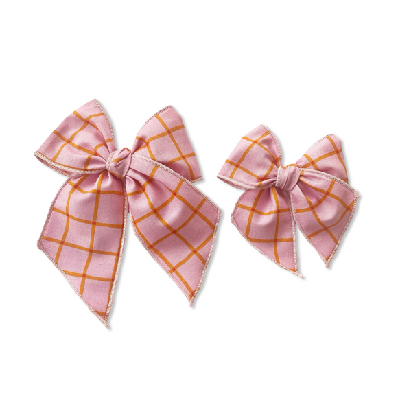 Pink & Orange Plaid Elle Bow