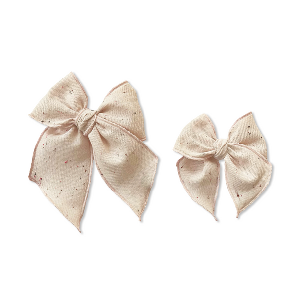 Pale Pink Confetti Linen Elle Bow