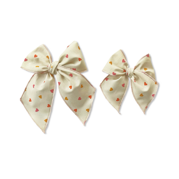 Multi Hearts on Cream Elle Bow